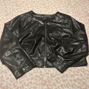 torrid Black Faux Leather Crop Zip Jacket